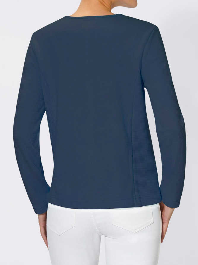 Casual Plain Autumn Polyester Zipper Regular Fit Crew Neck Regular H-Line Jacket for Women