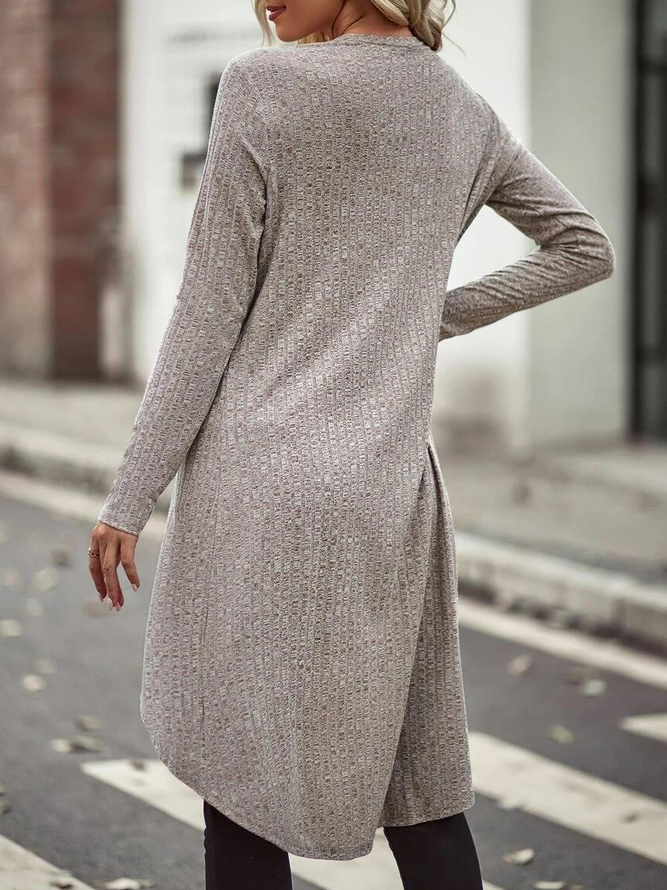 Women Casual Plain Autumn Polyester Natural Daily Regular Fit Long sleeve Regular Other Coat