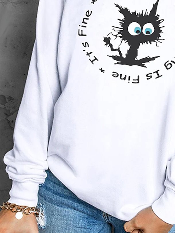 Text Letters Regular Fit Casual Sweatshirt