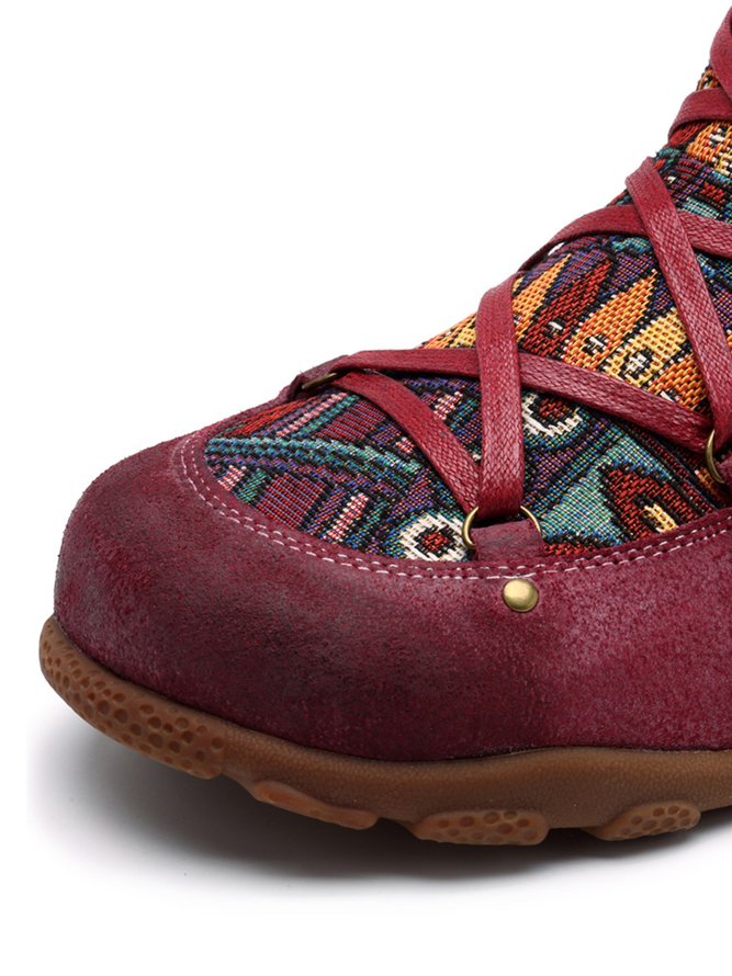 Ethnic Pattern Patchwork Outdoor Boots