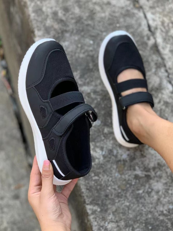 Mesh Panel Velcro Portable Walking Sneakers