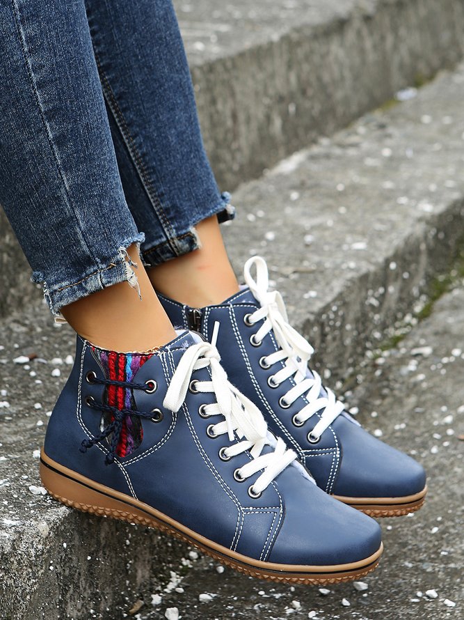 Casual Knitting Stitching Warm Cashmere Short Boots