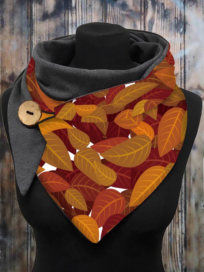Maple Leaf Pattern Print Triangle Scarf Autumn and Winter Clothes Matching