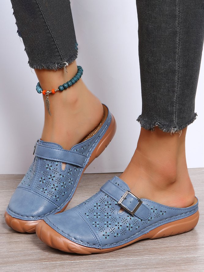 Floral Cutout Breathable Casual Comfort Mules