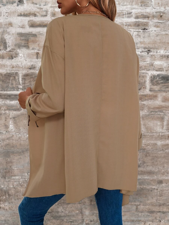 Plain Cotton-Blend Casual Others Other Coat