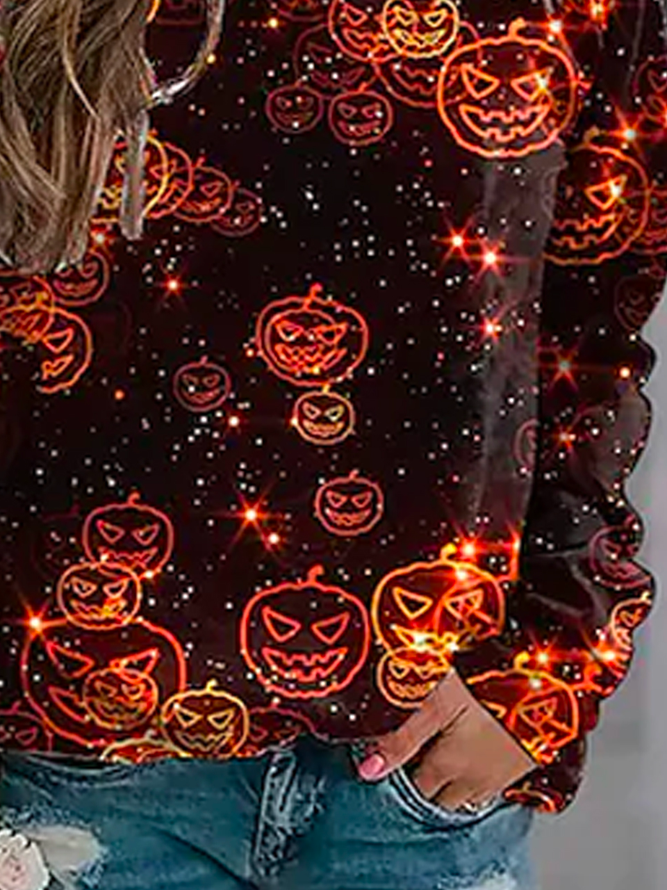 Casual Halloween Loose Sweatshirts