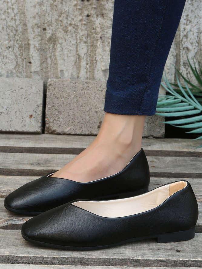 Plain Simple Texture Flat Shoes