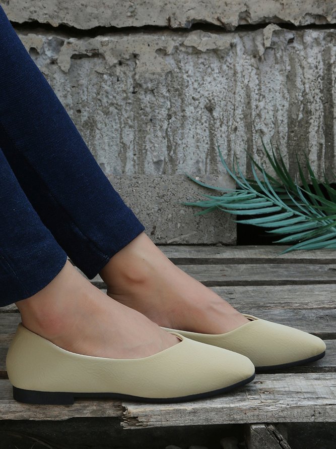 Plain Simple Texture Flat Shoes