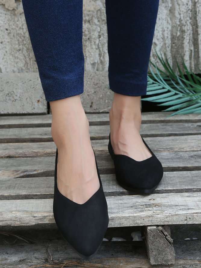 Commuter Simple Anti-Suede Pointed Toe Flats