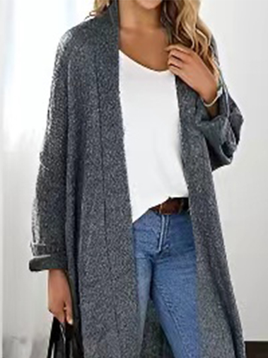 Plain Casual Sweater Coat