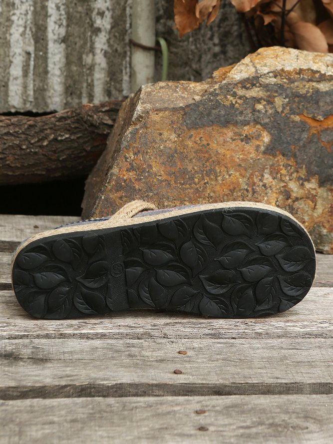 Bohemian Ethnic Style Geometric Straw Sole Portable Shoe