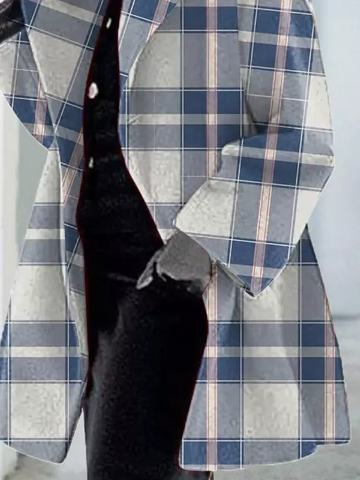 Shawl Collar Woolen Plaid Overcoat