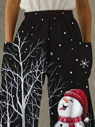 Christmas Snowman Loose Casual Pants