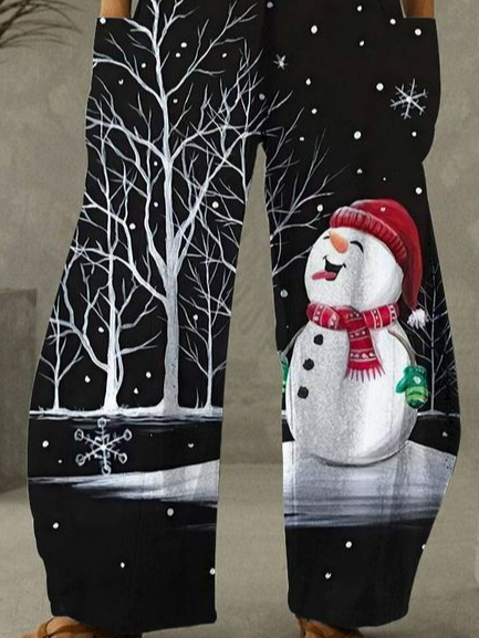 Christmas Snowman Loose Casual Pants