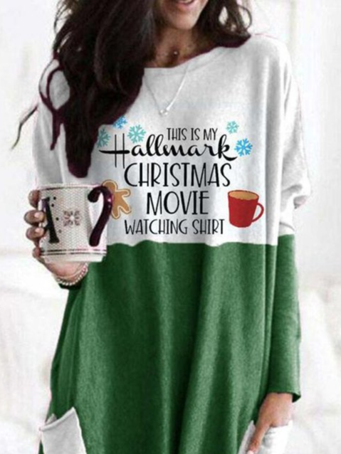 Regular Fit Christmas Cotton-Blend Dresses