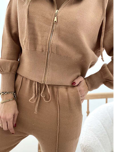 Casual Hoodie Plain Two Piece Sets