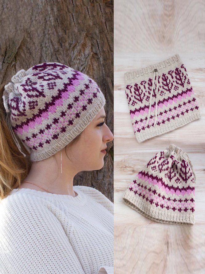 Knitted Hat Ladies Knitted Ponytail Beanie Hat