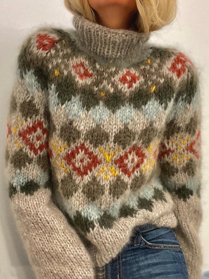 Color Block Boho Fell Island Sweater