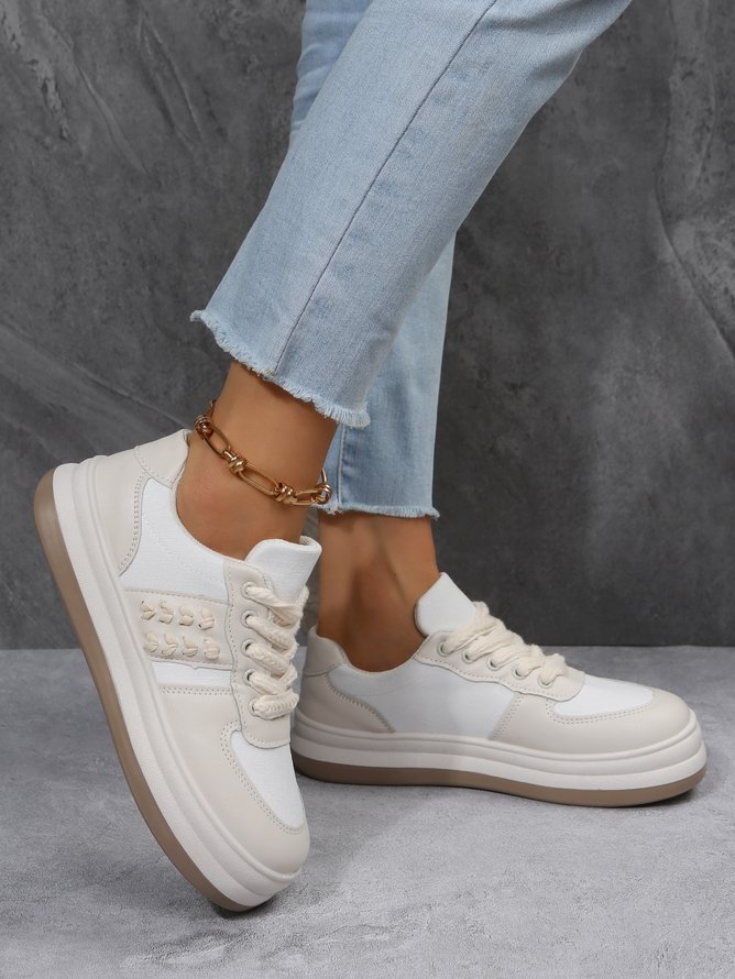 Stylish Patchwork Casual Lightweight Lace-Up Sneakers
