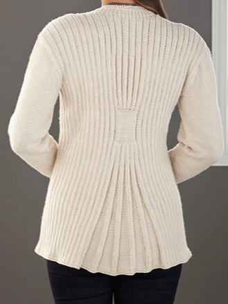 Plain V Neck Casual Sweater Coat