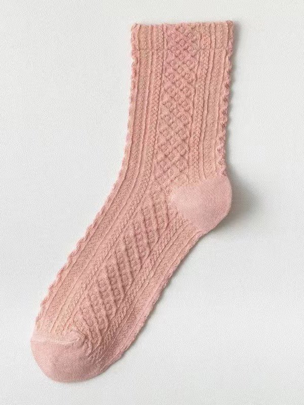 Casual Retro Twist Pattern Warm Wool Socks Autumn and Winter Socks