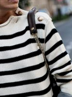 Color block Striped button pullover sweater