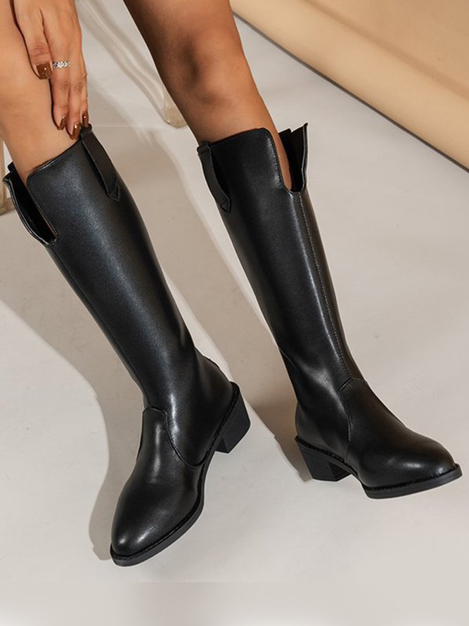 Fashion Patchwork Tall Cavalier Boots