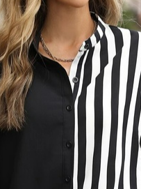 Striped Contrast Loose Long Sleeve Shirt