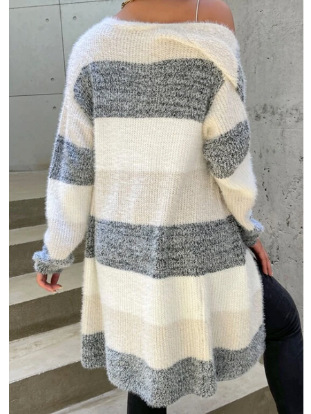 Geometric Casual Sweater Coat