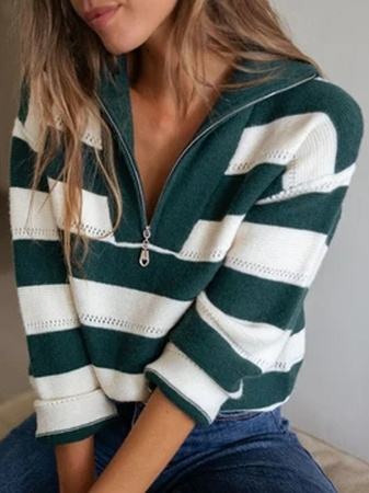Shawl Collar Zipper  Wool/Knitting Casual Sweater