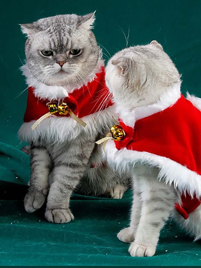 Christmas Cat Shawl Cape Red Cat Bells Festive Costume