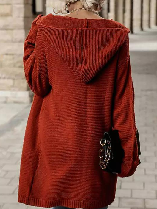 Loose Casual Hoodie Solid Color Sweater Cardigan