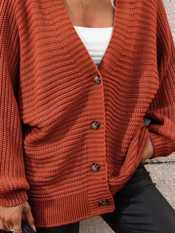 Loose Casual Yarn/Wool Yarn Sweater Coat