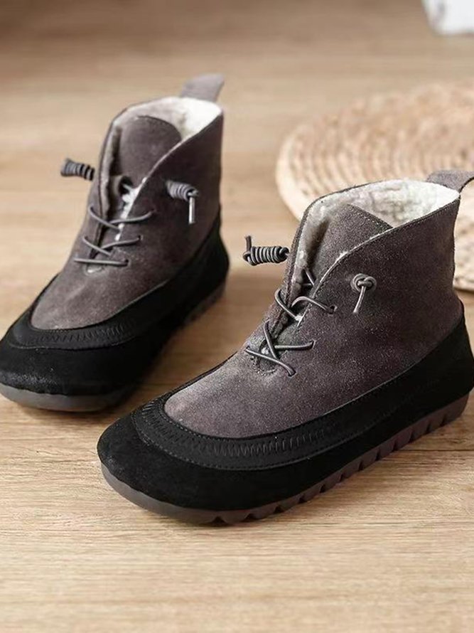 Frosted Contrast Paneled Warm Fleece Snow Boots