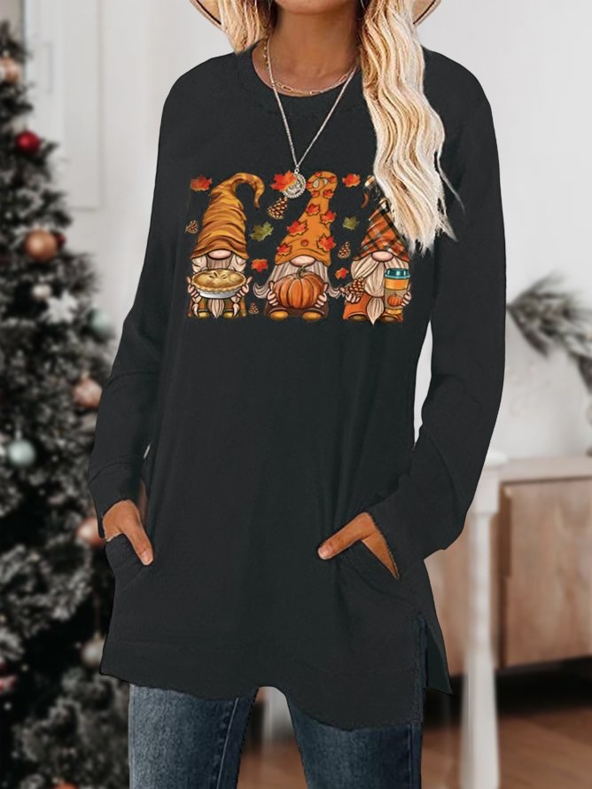 Loose Casual Christmas Crew Neck T-Shirt