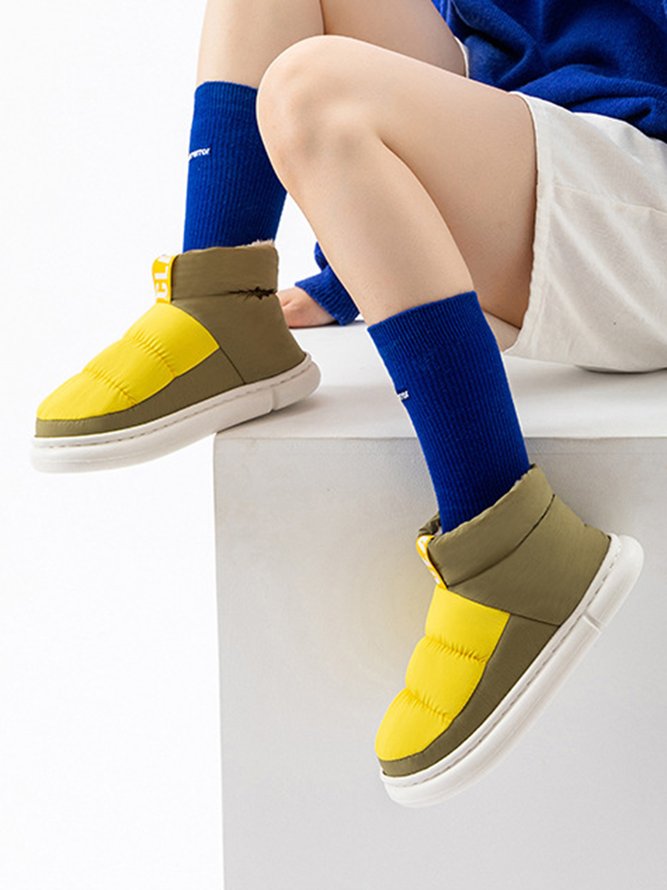 Contrasting Mid-High Warm Down Cotton Boots