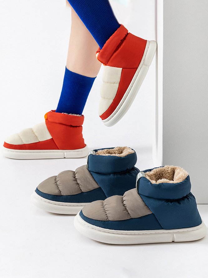 Contrasting Mid-High Warm Down Cotton Boots