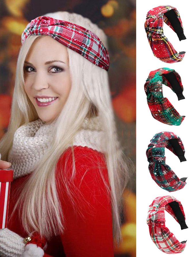 Christmas Plaid Pattern Red Green Headband Women's Hair Accessory