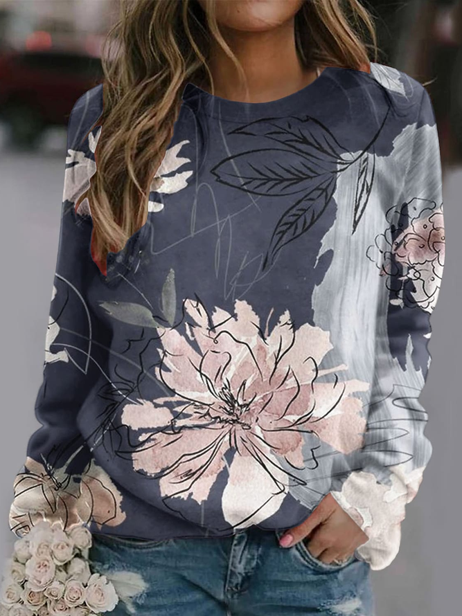 Floral Casual Loose Sweatshirt