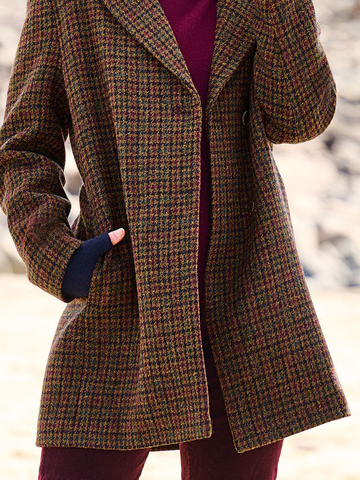 Woolen Casual Plaid Overcoat