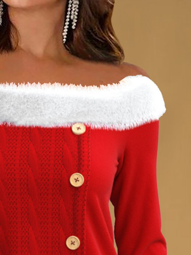 Long sleeved Christmas Snowman printed woolen warm top for women