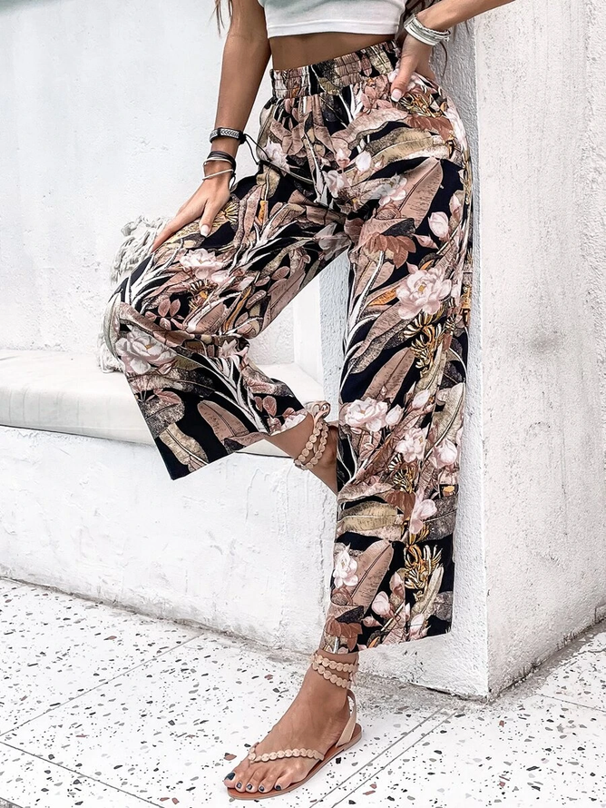 Floral Casual Ankle Pants