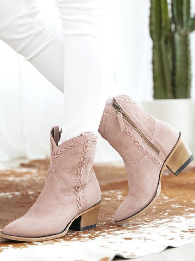 Vintage Woven Pointed Toe Zip Rider Booties