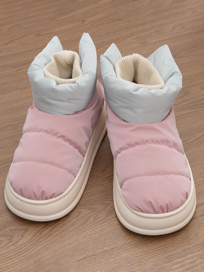 Color Block Warm Lined Down Cloth Snow Boots