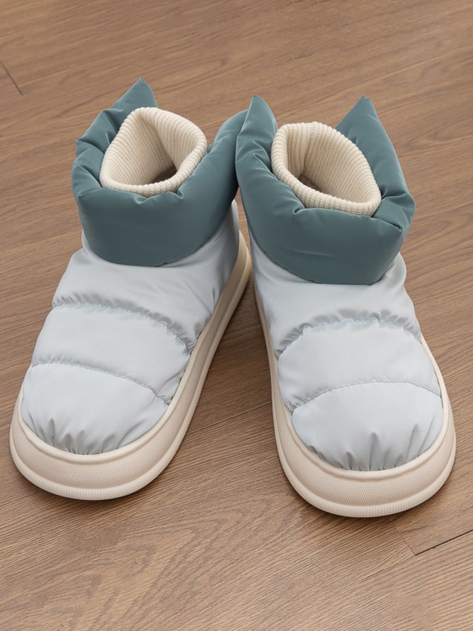 Color Block Warm Lined Down Cloth Snow Boots