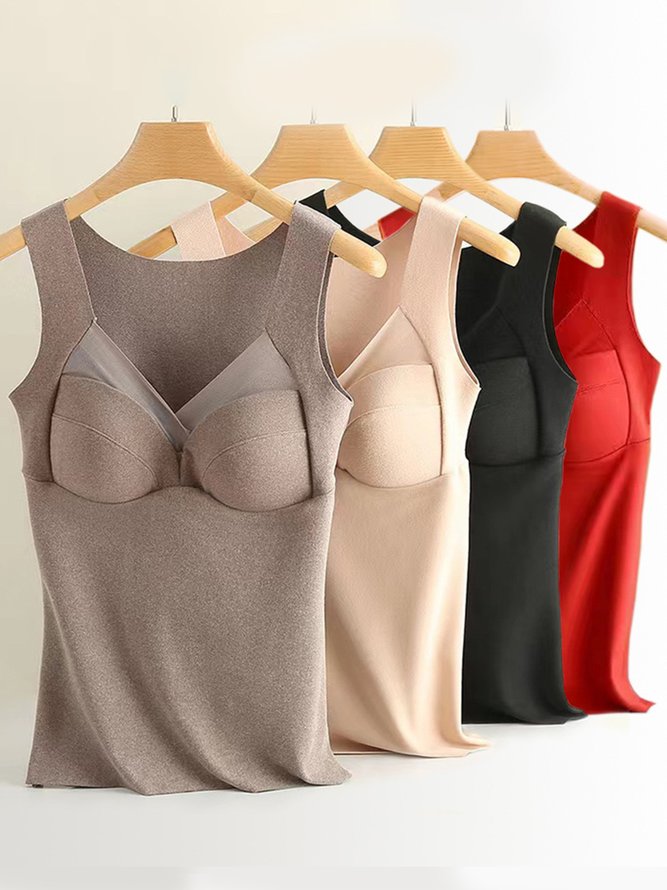 Women's Fixed Chest Pad Seamless Heat Develvet Warm Bottoming Vest Plus Size