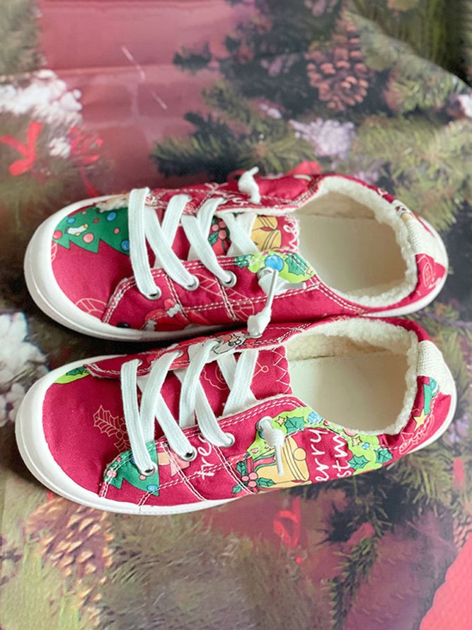 Christmas Tree Furry Lined Sneakers