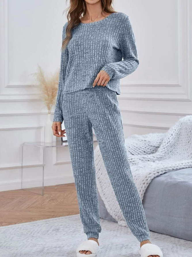 Casual Marled Knit Top & Pants Lounge Set