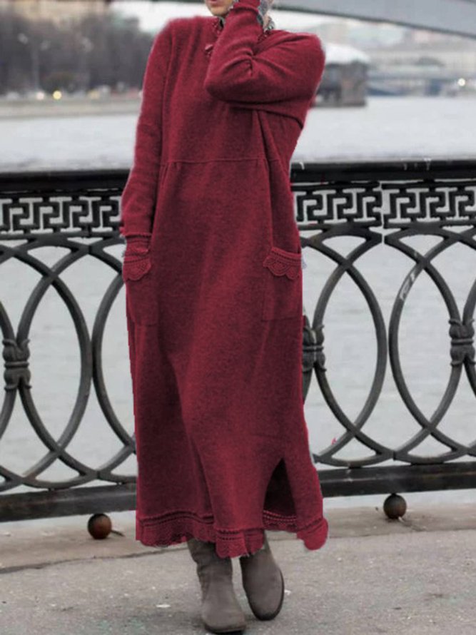 Cotton Long Sleeve Casual Knitting Dress