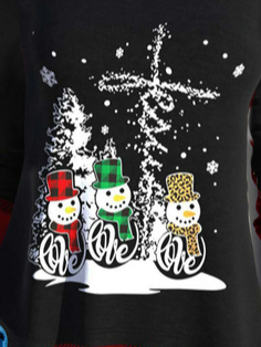 Black Faux Two Piece Christmas Snowflake T Shirt
